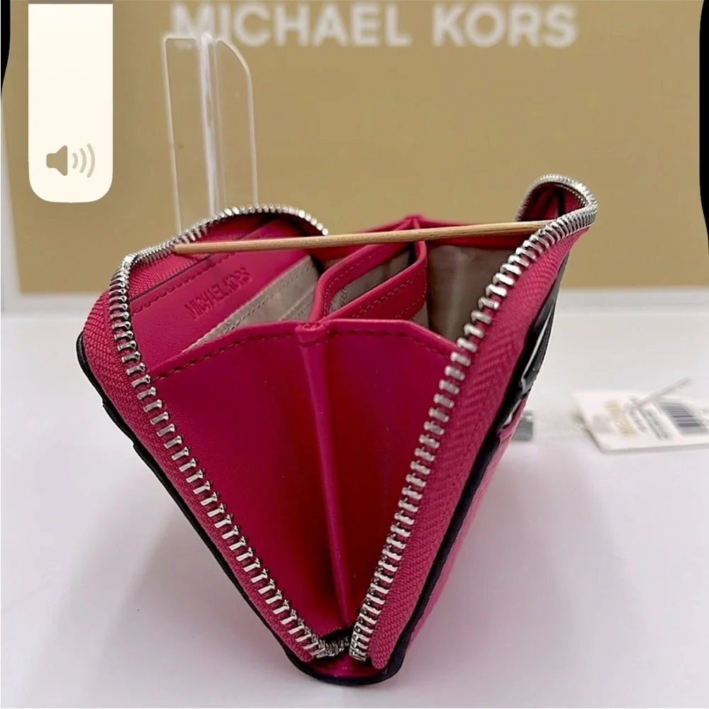 Michael Kors Jet Set Travel Medium Color-Block Wallet DRAGONFRUIT MULTI NWT